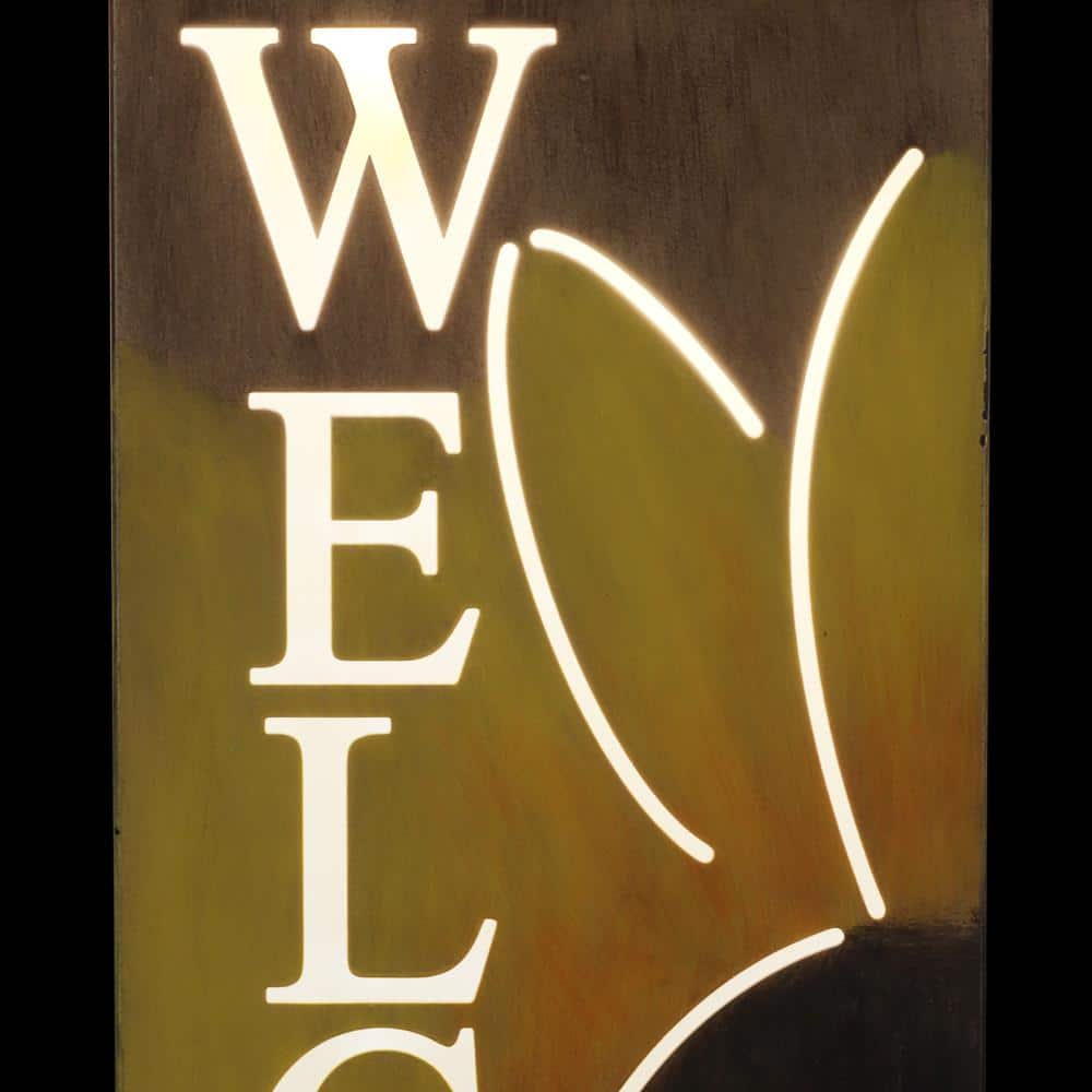 Solar Metal Sunflower Welcome Sign with LED Lights