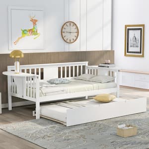Harper & Bright Designs White Twin XL Wood Daybed with 2 Trundles, 3  Storage Cubbies, 1 Light for Free and USB Charging Design QHS139AAK - The  Home Depot