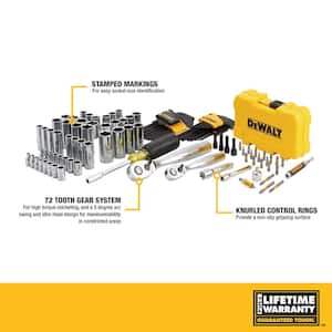 1/4 in. x 3/8 in. Drive Polished Chrome Mechanics Tool Set (108-Piece) and 9 ft. x 1/2 in. Pocket Tape Measure