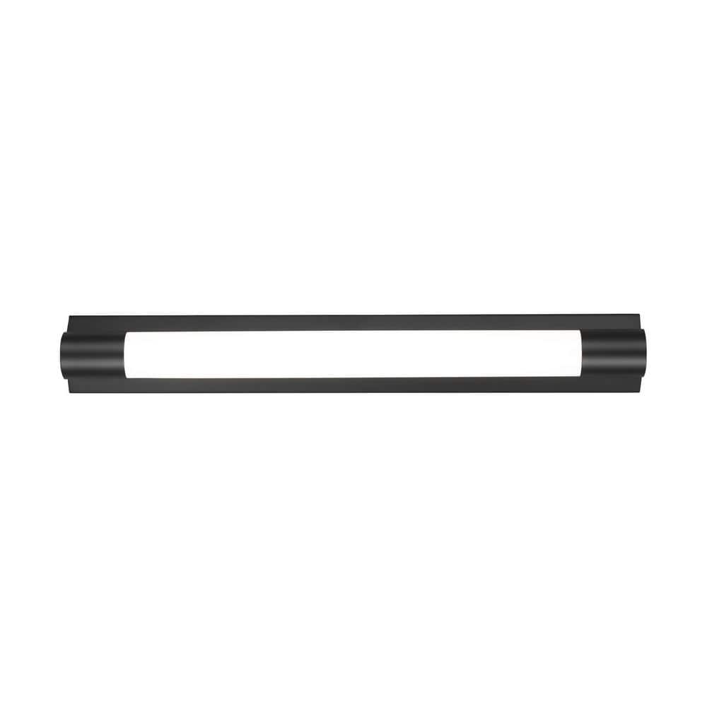 Midnight Black Cylinder LED Vanity Light with Milk Glass Shade