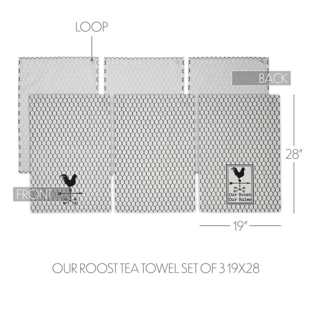 Down Home Soft White Cotton Farmhouse Tea Towel Set