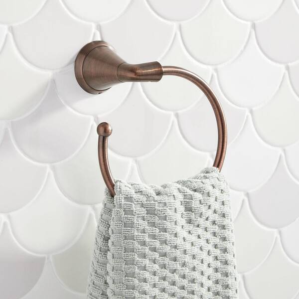 SIGNATURE HARDWARE Provincetown Wall Mounted Towel Rings in Oil Rubbed Bronze