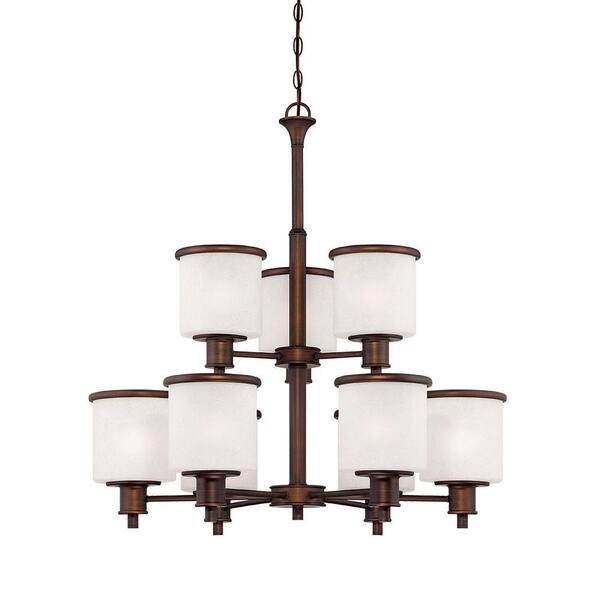 Millennium Lighting 9-Light Rubbed Bronze Chandelier with India Scavo Glass