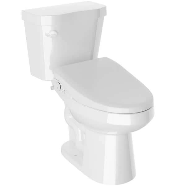 Garden 12 in. 2-Pieces 1.28 GPF Siphon Elongated Ceramic Toilet in White Electric Bidet Seat with ADA Height Included