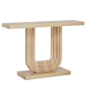 Turrella 39.3 in Brown Rectangle Engineered Wood Console Table with Geometric Base