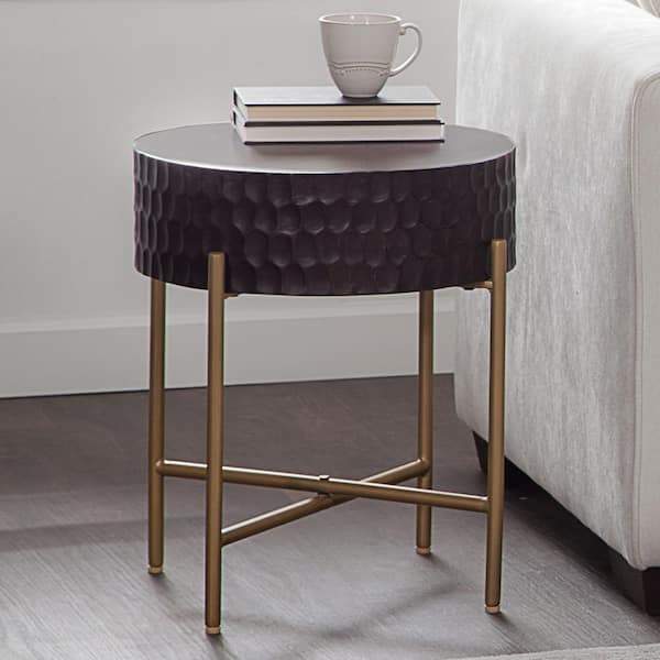 Bobbi 18 in. Brown Round Wood End Table