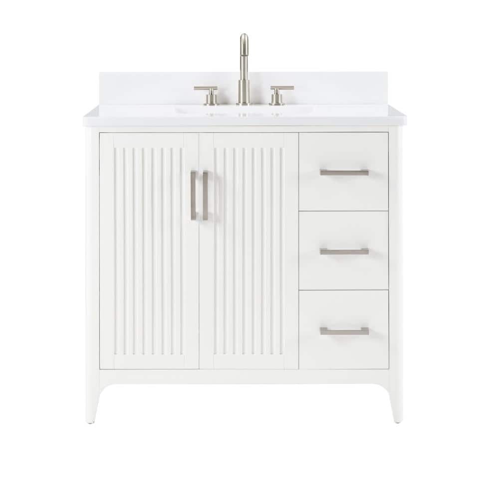 36 in. Freestanding White Bath Vanity with White Ceramic Top Pre-assembled price history on PriceWatchPro