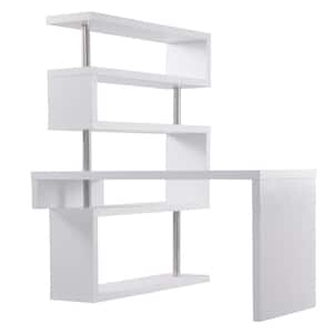 94.5 in. L-Shape White Writing Computer Desk with 4-Level Shelves