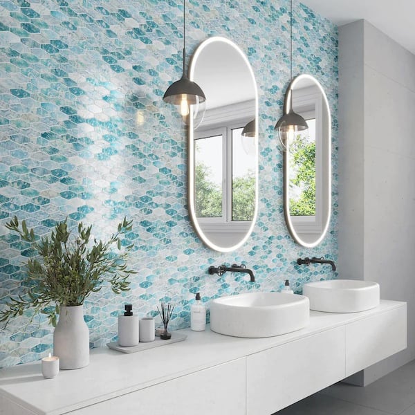 Verre 4 in. x 5 in. Matte Blue Glass Mosaic Wall and Floor Tile (0.13 sq. ft. /case) Sample