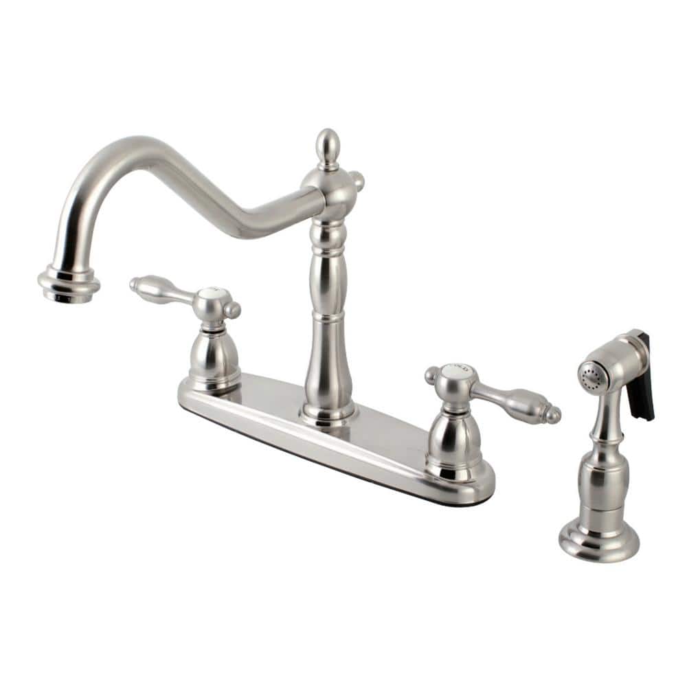 Tudor 2-Handle Standard Kitchen Faucet with Side Sprayer in Brushed Nickel