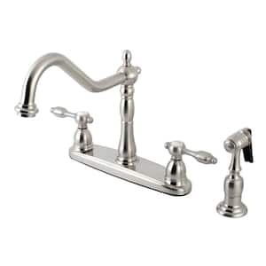 Tudor 2-Handle Standard Kitchen Faucet with Side Sprayer in Brushed Nickel