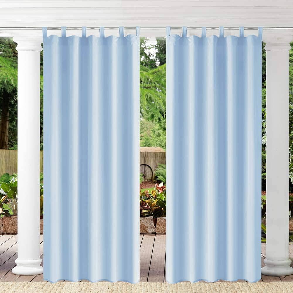 Blue Indoor Curtains Blackout Sunscreen Drapes Outdoor Porch Garden Curtains