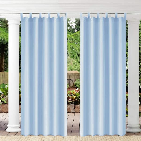 Pro Space 50" W x 96"L Outdoor Curtains Waterproof Tab Top Window Curtains for Porch Patio, Easy to Hang On and Remove, Sky Blue