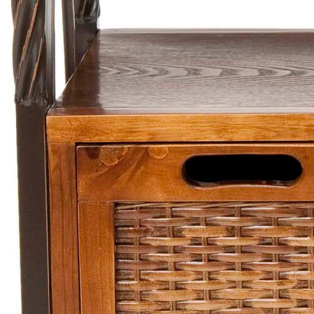 Transitional Joshua 3-Drawer White Media Console with Wicker Accents