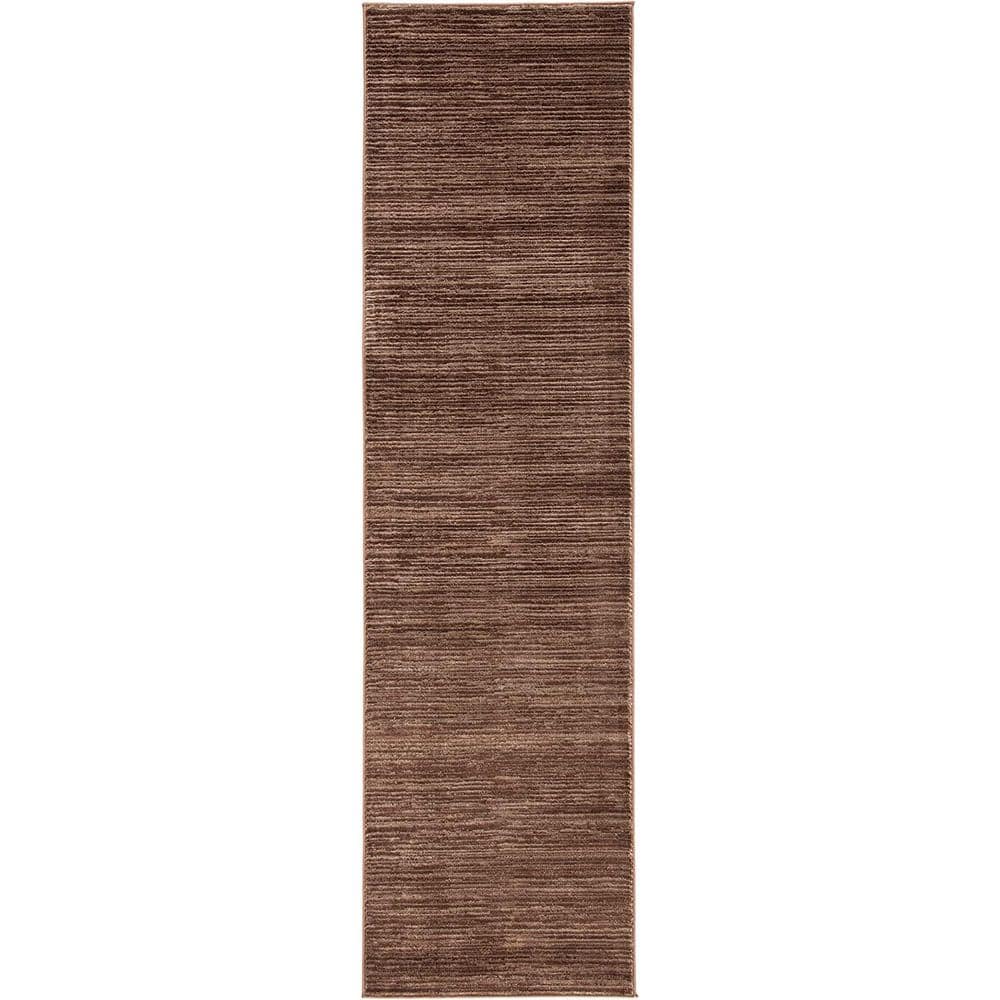Brown Polypropylene 2 ft. 2 in. x 8 ft. Solid Color Indoor Runner Rug