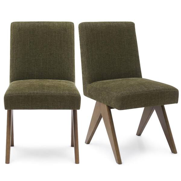 Elevens Mid Century Modern Dining Chair Green (Set of 2)