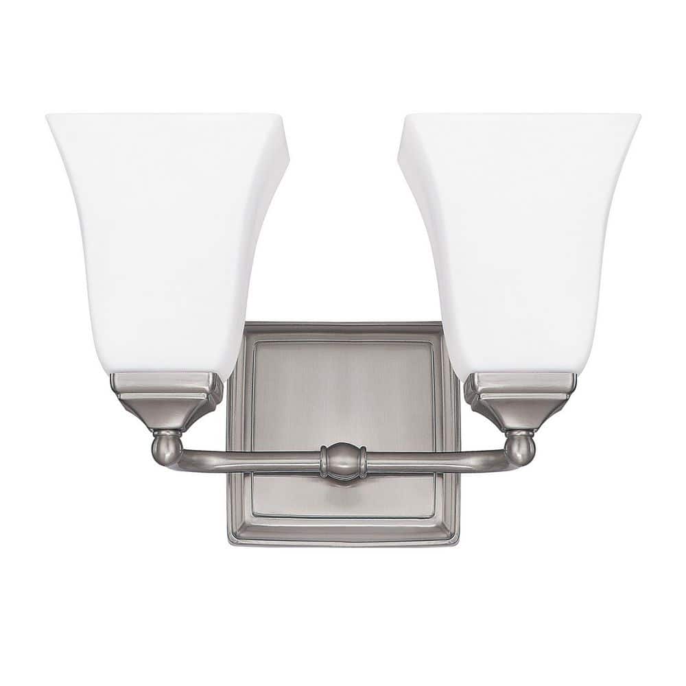 Cade 12.5 in. W x 8.5 in. H x 6.5 in. E 2-Light Brushed Nickel Vanity Light with Soft White Glass Shades price history on PriceWatchPro
