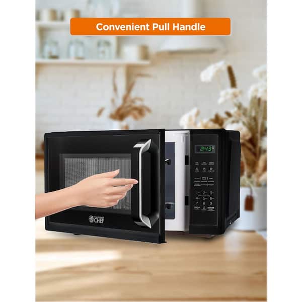COMMERCIAL CHEF 0.9 Cubic Foot Microwave with 10 Power Levels, Small  Microwave with Grip Handle, 900W Countertop Microwave with Digital Display,  Door