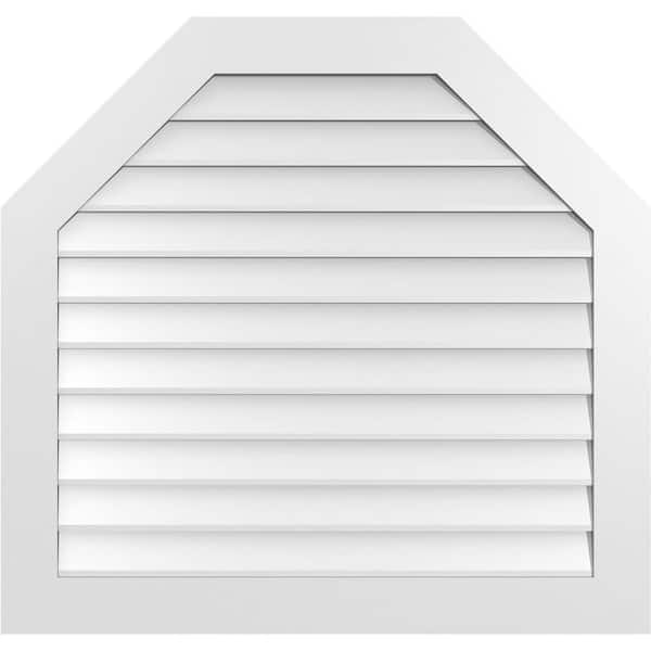Ekena Millwork 40 in. x 38 in. Octagonal Top Surface Mount PVC Gable Vent: Decorative with Standard Frame