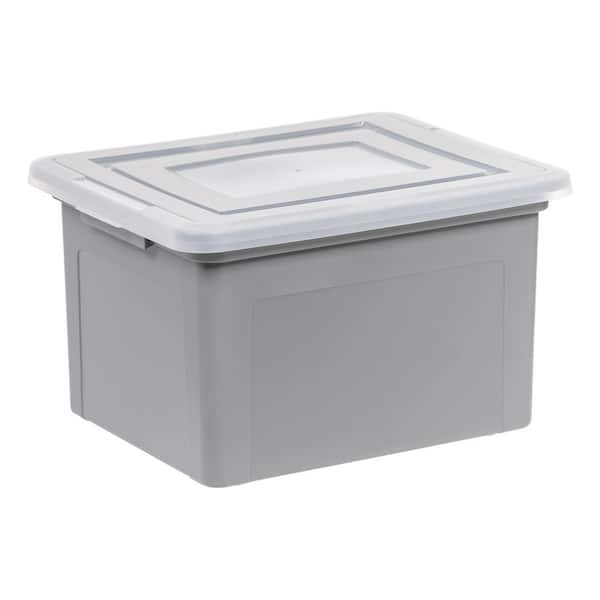 14.19 in. W x 10.88 in. H Snap Tight Plastic File Organizer Storage Box, Gray with Clear Lid 3 Pack Letter Size