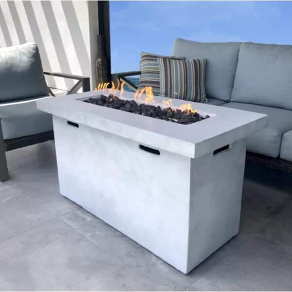 Unbranded 25 in. H x 42 in. W Fiber Reinforced Concrete Propane Outdoor Fire Pit Table