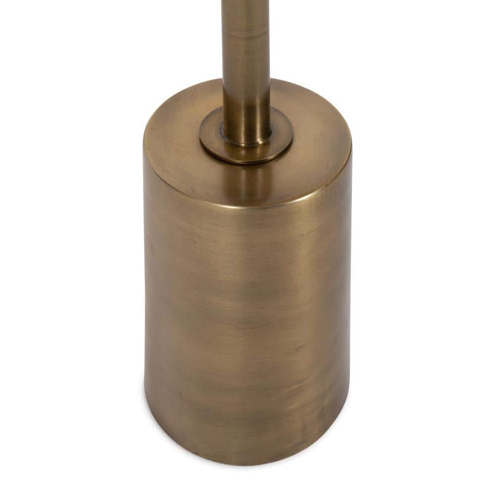 Walnut Brown and Antique Brass Round Wood and Metal Drink Table