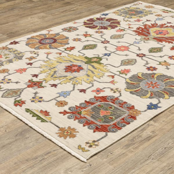 AVERLEY HOME Lavista Ivory/Multi-Colored 2 ft. x 12 ft. Traditional Persian Oriental Wool/Nylon Blend Indoor Runner Area Rug