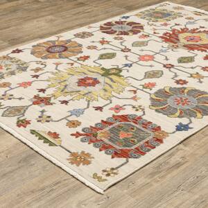 Lavista Ivory/Multi-Colored 2 ft. x 12 ft. Traditional Persian Oriental Wool/Nylon Blend Indoor Runner Area Rug