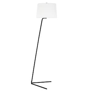 60 in Black and White Novelty Standard Floor Lamp With White Frosted Glass Drum Shade