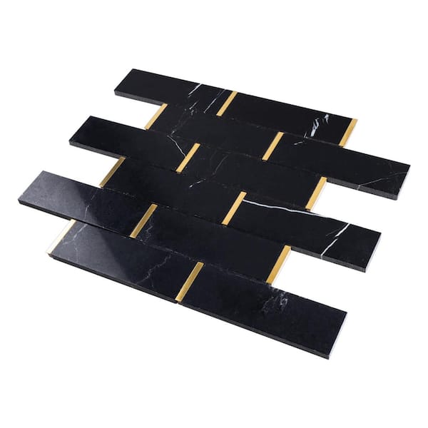 MOLOVO Natural Blanco Black Gold 11.86 in. x 11.54 in. Brick Joint