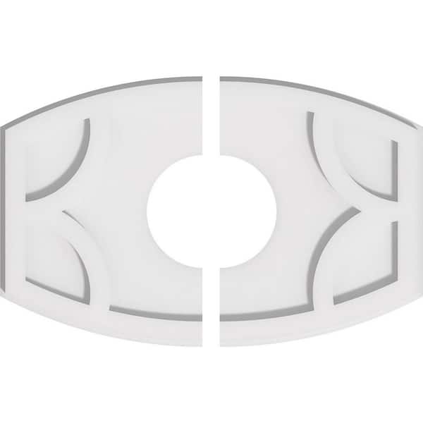 Ekena Millwork 18 in. W x 12 in. H x 5 in. ID x 1 in. P Kailey Architectural Grade PVC Contemporary Ceiling Medallion (2-Piece)