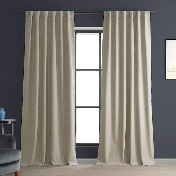 Light Beige Extra Wide Performance Linen Hotel Blackout Curtain