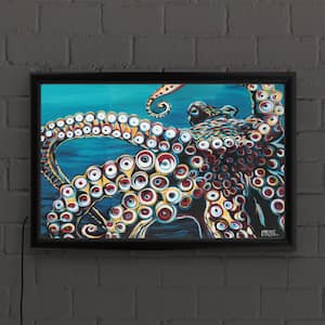 "Wild Octopus I" by Carolee Vitaletti Framed with LED Light Animal Wall Art 16 in. x 24 in.