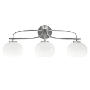 Olympia 28.5 in. 3-Light Graphite Vanity Light Clear Bubble Glass Shade