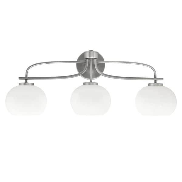 Unbranded Olympia 28.5 in. 3-Light Graphite Vanity Light Clear Bubble Glass Shade