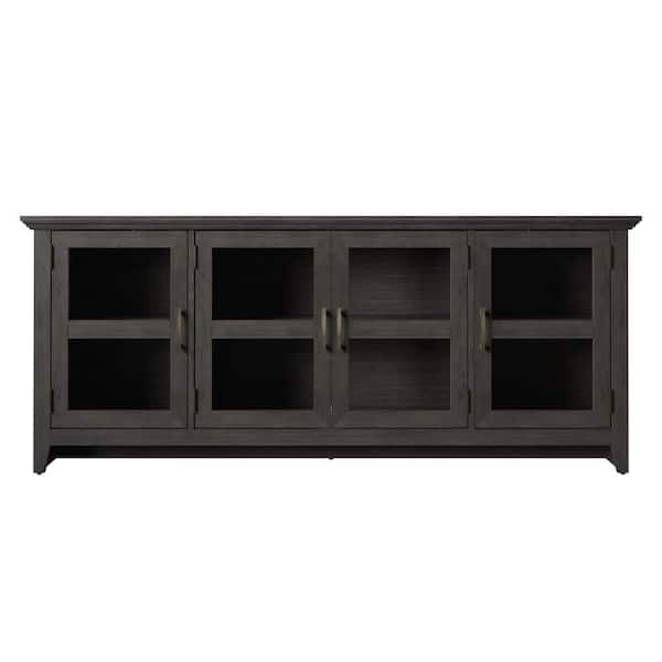 Twin Star Home 72 in. Weathered Gray TV Console with 4-Shelf Storage Fits TVs up to 80 in with Cable Management