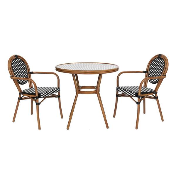 Brown 3-Piece Aluminum Outdoor Dining Set