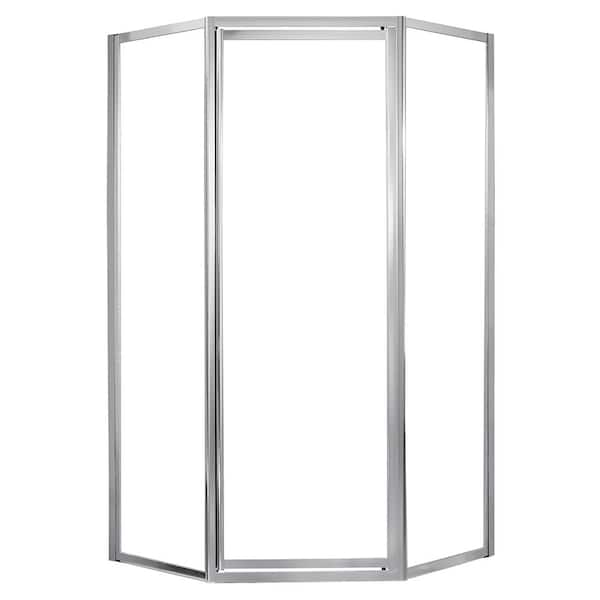 CRAFT + MAIN Tides 18-1/2 in. x 24 in. x 18-1/2 in. x 70 in. Framed Neo-Angle Shower Door in Silver and Clear Glass