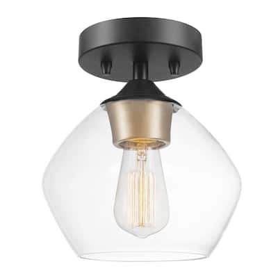 Globe Electric Harrow 1 Light Matte Black Wall Sconce With Clear Glass Shade 51367 The Home Depot - Replacement Globes For Flush Mount Ceiling Lights