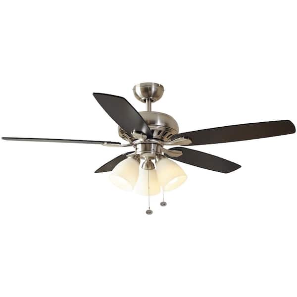 Hampton Bay Rockport 52 in. Indoor LED Brushed Nickel Ceiling Fan 