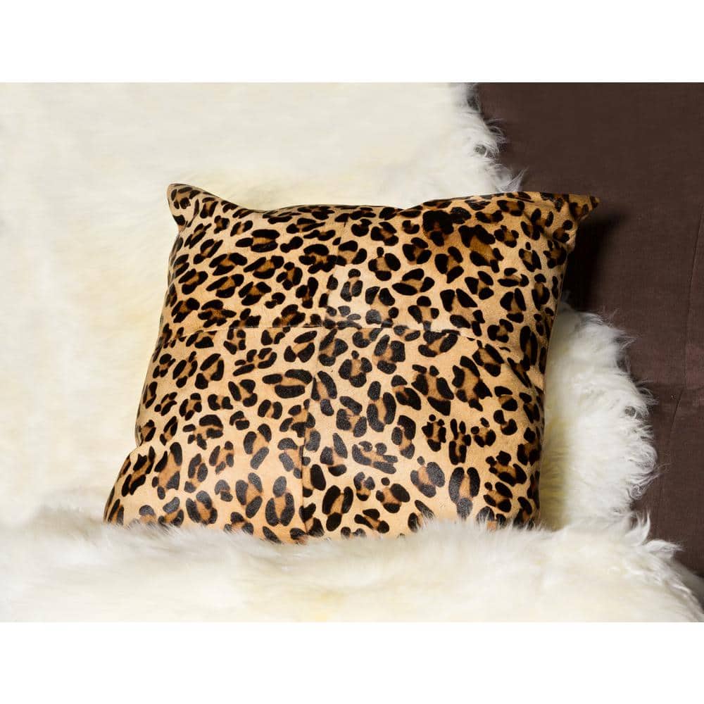 Leopard Print 18" Cowhide Throw Pillow
