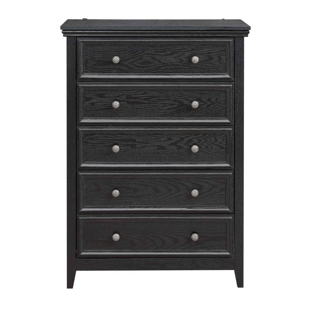 32 in. W x 16 in. D x 44 in. H Linen Cabinet with 5 Drawers, Clothes Storage Cabinet, Farmhouse Dresser Organizer, Black price history on PriceWatchPro