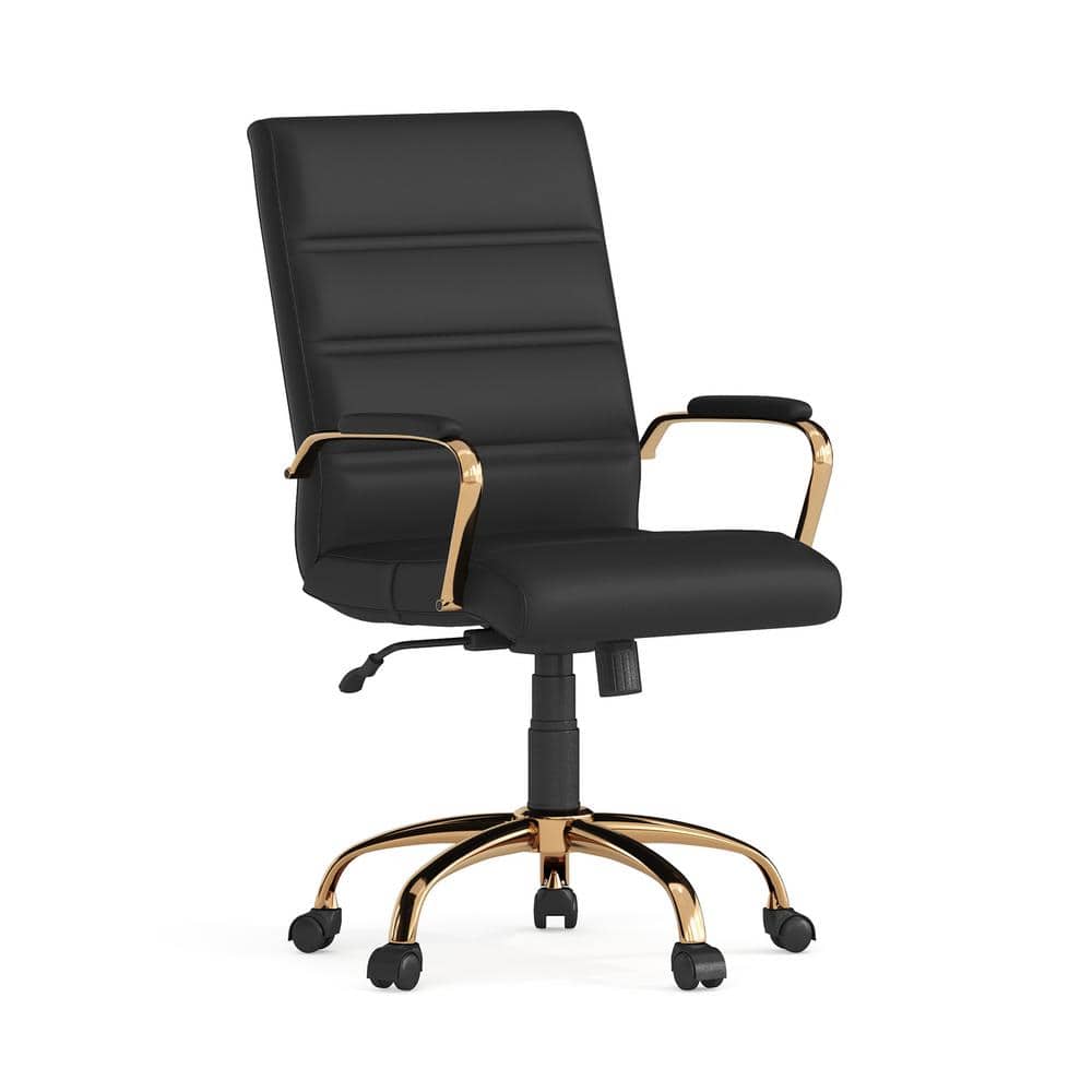 Leather and gold office chair discount