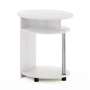 JAYA Simple Design 18.9 in White Oak / Stainless Steel Oval Wood End Table