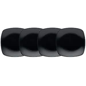 Colorscapes Black-on-Black Swirl 6.5 in. (Black) Porcelain Square Appetizer Plates, (Set of 4)