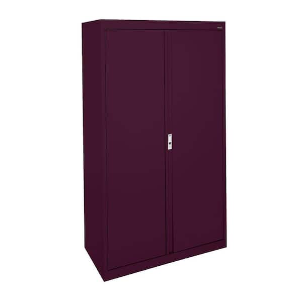 Sandusky System Series 36 in. W x 64 in. H x 18 in. D Burgundy Double Door Storage Cabinet with Adjustable Shelves