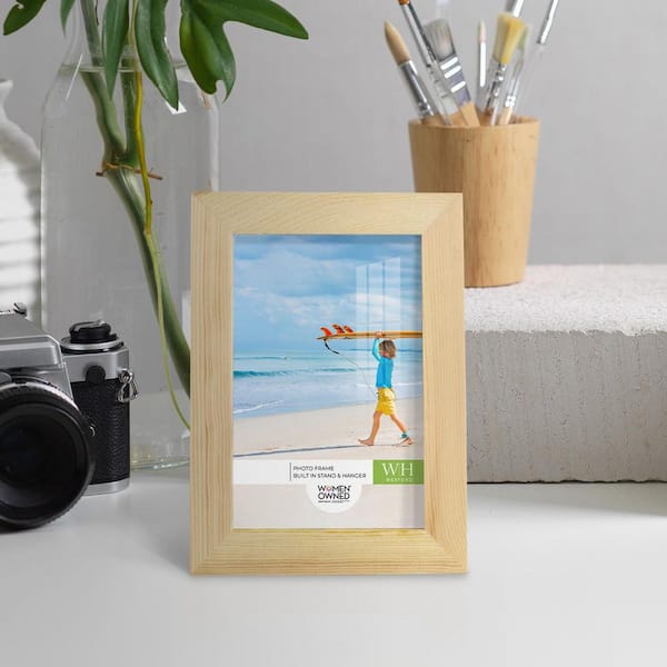 Wooden Picture Frame, Self Standing, Holds 4”x6” Photo, Unmarked