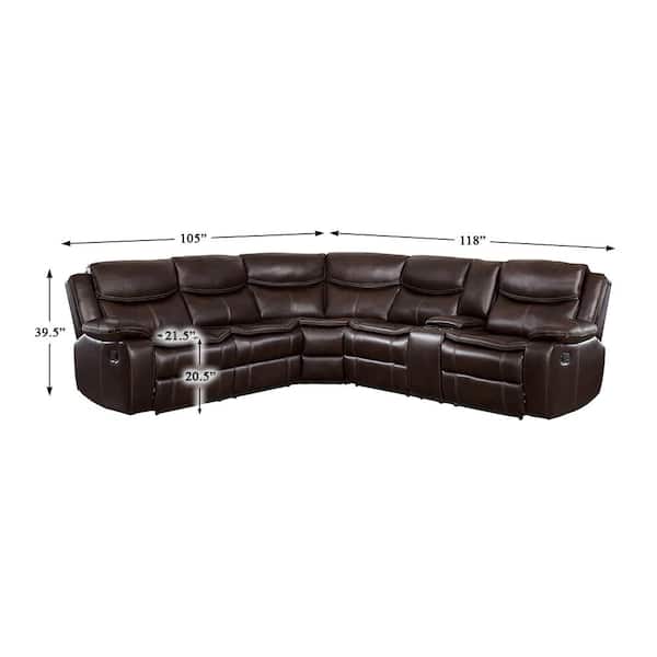 Lazzara Austin 118 in. Straight Arm 3-piece Faux Leather Reclining