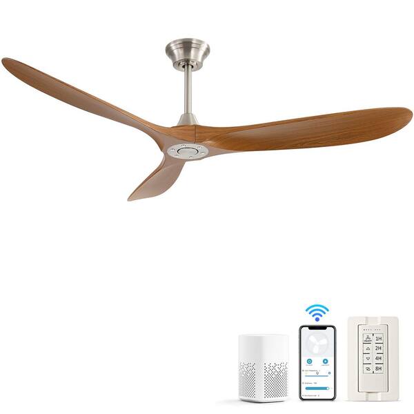 Sofucor 60 in. Indoor/Outdoor Modern Nickel Ceiling Fan without Light 6Speed Remote Control T