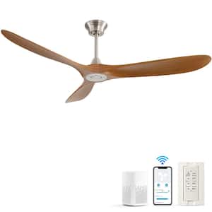 60 in. Indoor/Outdoor Modern Nickel Ceiling Fan without Light 6-Speed Remote Control